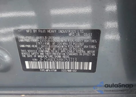 2011 Subaru Forester 2.5X Premium z USA, uszkodzony, nr VIN JF2SHADC6BH753713